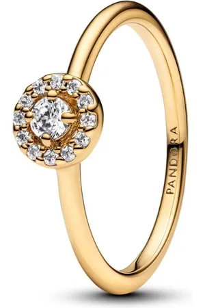 PANDORA Elegantní pozlacený prsten se zirkony Shine 163554C01 50 mm