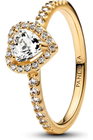 PANDORA Romantický pozlacený prsten srdce 168421C01 56 mm