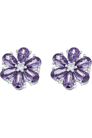 Crystalp Kytičkové náušnice s fialovými krystaly Flower Kiss 42288.VIO.R