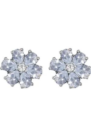 Crystalp Kytičkové náušnice s čirými krystaly Flower Kiss 42288.WHI.R