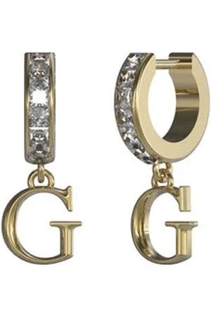 Guess Stylové pozlacené náušnice s krystaly Huggie Me JUBE03148JWYGT/U