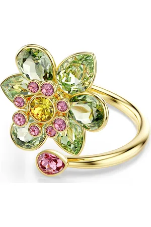 Swarovski Pozlacený květinový prsten s křišťály Idyllia 5720297 55 mm