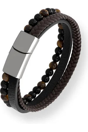 Troli Designový kožený náramek s korálky Leather
