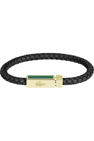 Lacoste Černý kožený náramek pro muže Rockel 2040451