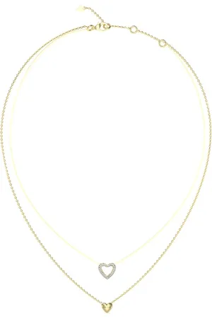 Guess Dvojitý pozlacený náhrdelník se srdíčky Beloved JUBN05026JWYGT/U