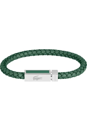 Lacoste Zelený kožený náramek pro muže Rockel 2040449