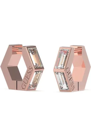 Guess Módní bronzové náušnice s čirou zirkonií Huggie Me JUBE03133JWRGT/U