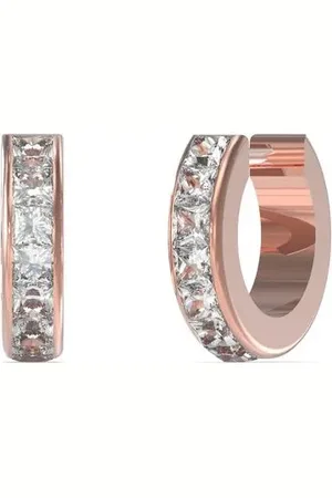 Guess Stylové bronzové náušnice s krystaly Huggie Me JUBE03134JWRGT/U