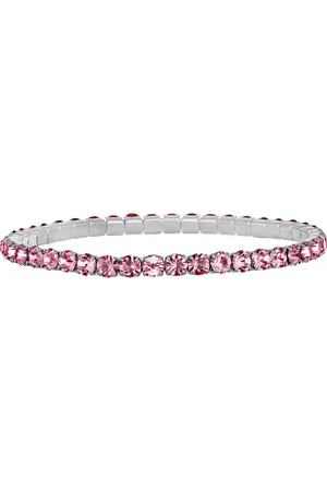 Crystalp Elastický tenisový náramek s růžovými krystaly Aura 22270.LRO.E