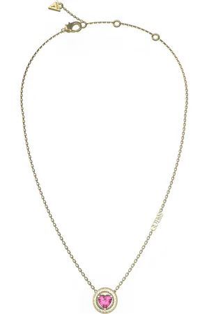 Guess Fashion pozlacený náhrdelník s růžovým krystalem M`ama Non M`ama JUBN04667JWYGFCT/U