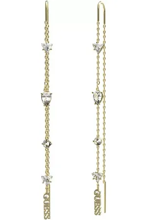 Guess Pozlacené visací náušnice s krystaly Wonderlights JUBE04412JWYGT/U