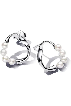 PANDORA Stříbrné náušnice s pravými perlami Essence 293276C01