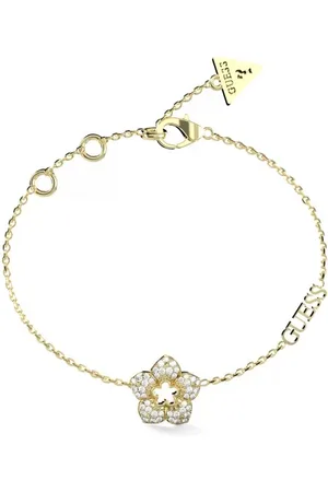 Guess Slušivý pozlacený náramek s květinou Shining Winter JUBB04468JWYG 14,5 cm
