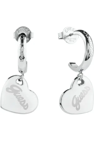 Guess Ocelové náušnice s přívěsky srdce Vintage JUBE05151JWRHWHT/U