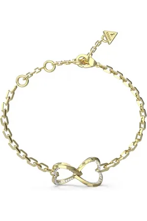 Guess Něžný pozlacený náramek se srdíčky Mon Amour JUBB04618JWYG 14,5 cm