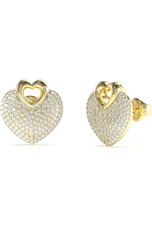 Guess Třpytivé srdíčkové náušnice Crazy In Love JUBE05213JWYGT/U