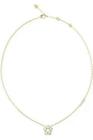 Guess Krásný pozlacený náhrdelník s květinou Shining Winter JUBN04466JWYGT/U