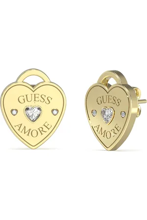 Guess Srdíčkové náušnice z pozlacené oceli Amore JUBE05058JWYGT/U