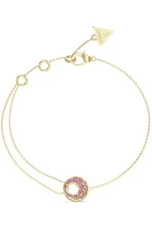 Guess Stylový pozlacený náramek Blooming Summer JUBB05227JWYGPK 18,5 cm