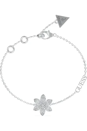 Guess Krásný ocelový náramek s květinou White Lotus JUBB04144JWRH 18,5 cm