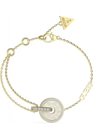 Guess Fashion pozlacený náramek se zirkony Love JUBB04078JWYGWH 18,5 cm