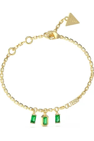 Guess Slušivý pozlacený náramek s krystaly Hashtag JUBB04251JWYGEM 18,5 cm
