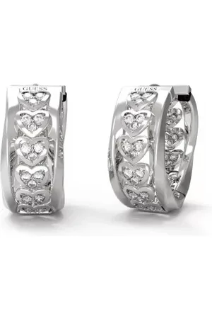 Guess Ocelové kruhy se srdíčky a zirkony Mon Amour JUBE04604JWRHT/U