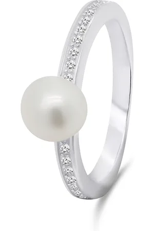 Brilio Elegantní stříbrný prsten s pravou perlou RI055W 49 mm