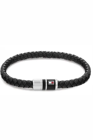 Tommy Hilfiger Černý kožený náramek s ocelovým zapínáním 2790293