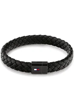 Tommy Hilfiger Černý kožený náramek s ocelovým zapínáním 2790331