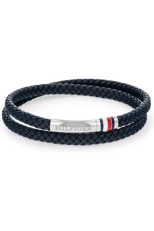 Tommy Hilfiger Tmavě modrý kožený náramek s ocelovým zapínáním 2790549