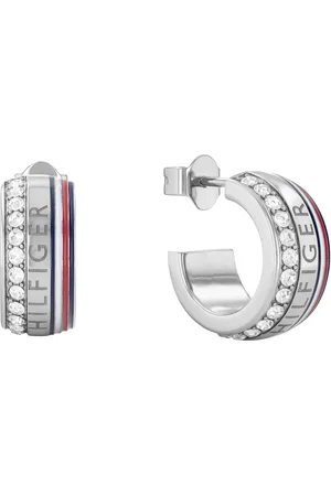 Tommy Hilfiger Luxusní ocelové náušnice kruhy s krystaly 2780623