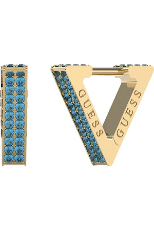 Guess Pozlacené trojúhelníkové náušnice Crazy Earrings JUBE03306JWYGBLT/U