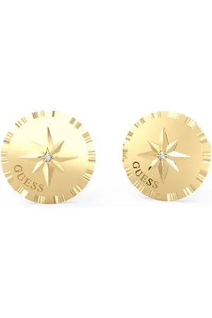 Guess Pozlacené peckové náušnice Monete JUBE02206JWYGT/U