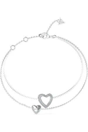 Guess Dvojitý ocelový náramek se srdíčky Beloved JUBB05027JWRH 14,5 cm