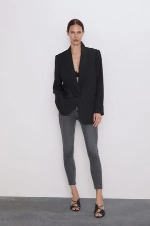 Zara Džíny zw premium 80's high waist inox black