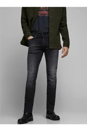 JACK & JONES Černé slim fit džíny Glenn