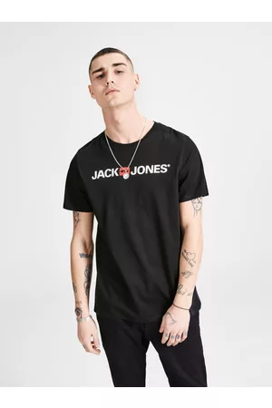 JACK & JONES Muži Trička - Černé tričko s potiskem & Jones