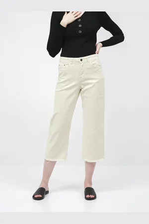 JDY Krémové zkrácené straight fit džíny Tonia