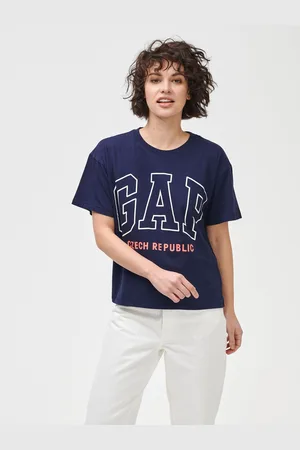 GAP Modré dámské tričko Logo Czeach Republic easy short sleeve tee