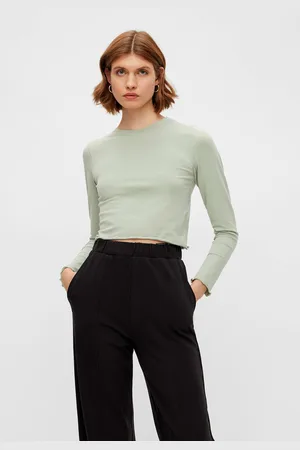 Pieces® Světle zelený crop top Maddi