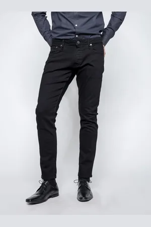 JACK & JONES Černé pánské džíny Glenn