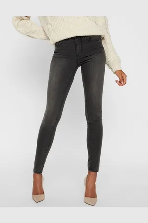 VERO MODA Tmavě šedé skinny fit džíny Tanya