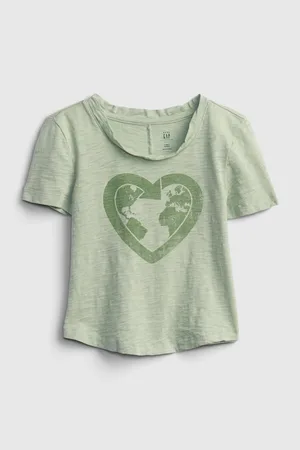 GAP Zelené holčičí dětské tričko gen good graphic t-shirt