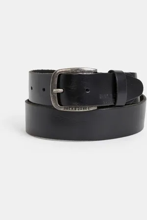 JACK & JONES Černý kožený pánský pásek Paul