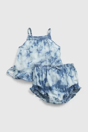 GAP Modrý holčičí baby set tie-dye denim outfit set