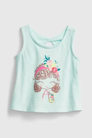 GAP Modré holčičí dětské tílko bea graphic twist tank