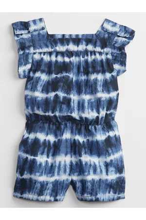 GAP Modrý holčičí dětský overal tie-dye ruffle romper