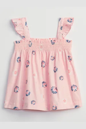 GAP Růžový holčičí dětský top smocked tank top