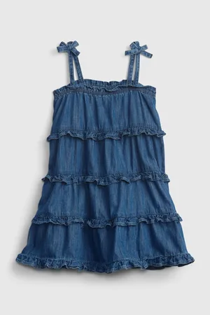 GAP Modré holčičí dětské šaty denim tiered dress